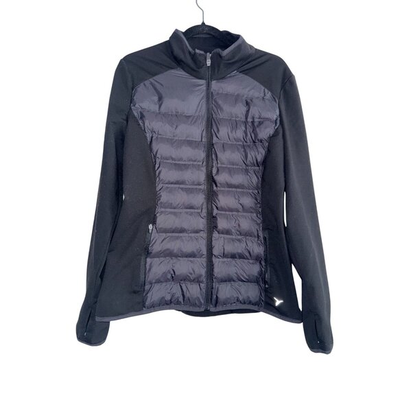 Old Navy Active Womens Lightweight Black Full-Zip Jacket With Quilted Front & Th - Picture 1 of 10